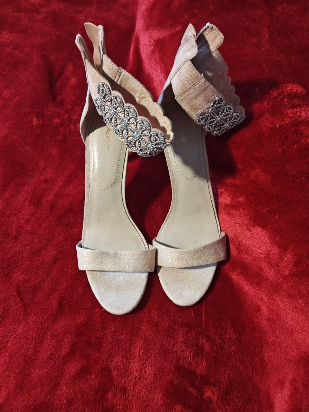 ✨ ALDO Nude Suede Heels – Elegant Statement Heel – Excellent Condition ✨